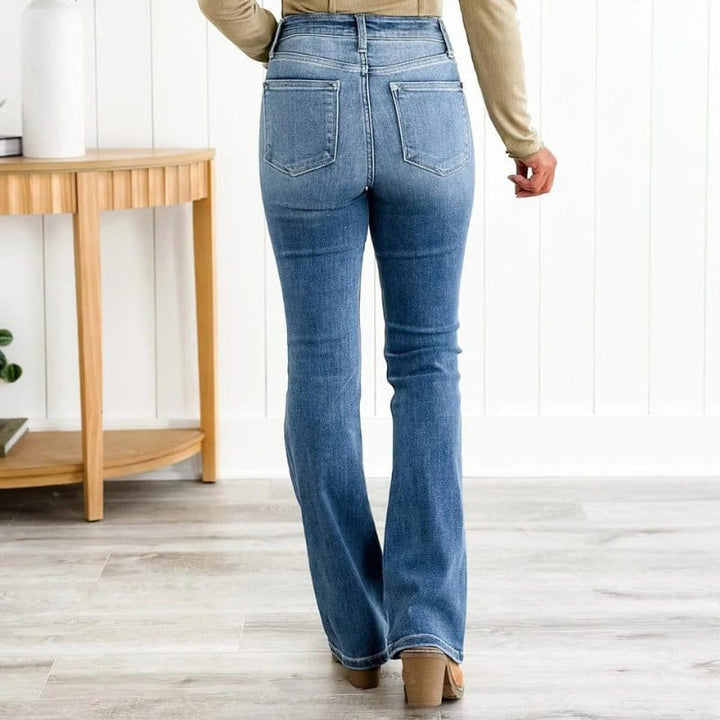 Wiktoria | Spodnie z Wysokim Stanem Dżinsowe Proste Bootcut