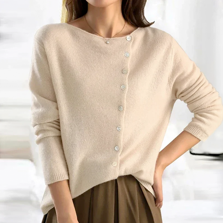 Nadia | Szary Kaszmirowy Sweter Rozpinany V-Neck