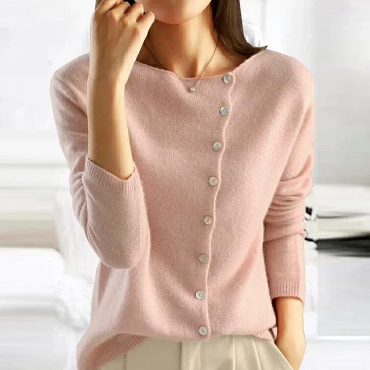 Nadia | Szary Kaszmirowy Sweter Rozpinany V-Neck