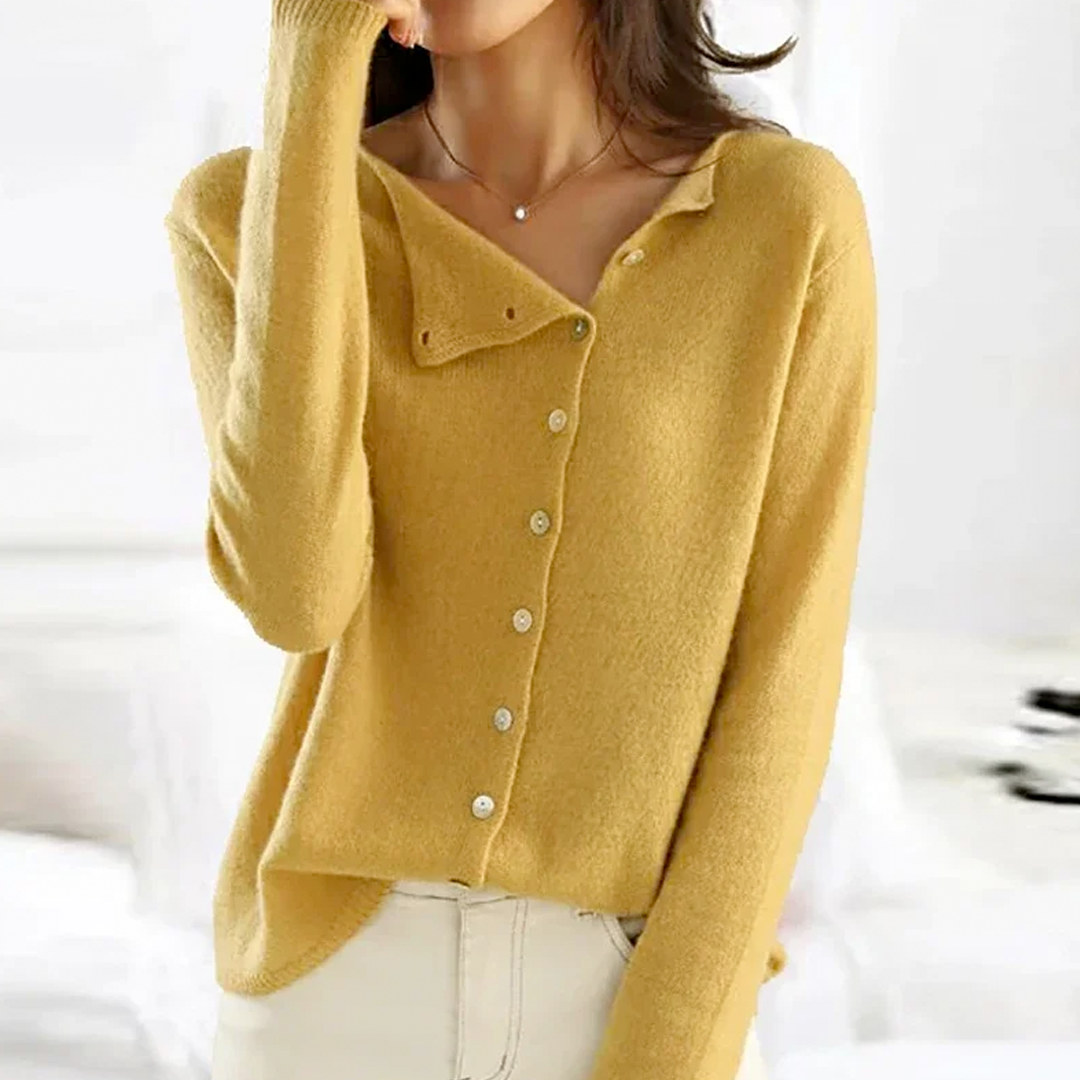 Nadia | Szary Kaszmirowy Sweter Rozpinany V-Neck