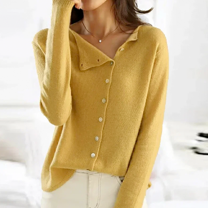 Nadia | Szary Kaszmirowy Sweter Rozpinany V-Neck