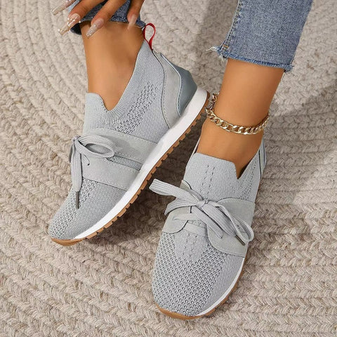 Karolina | Navy Blue Knit Athletic Sneakers