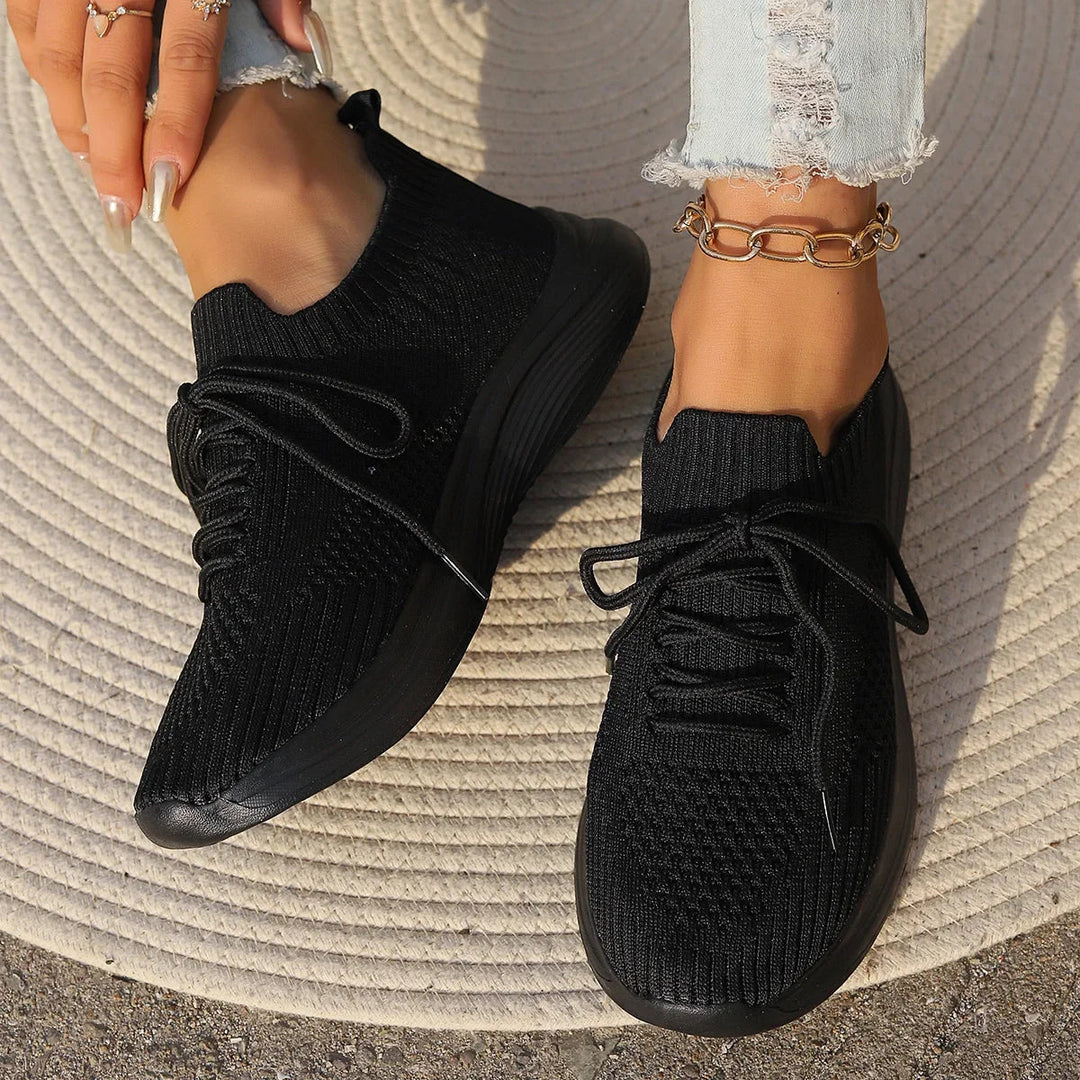 Joanna | Białe Damskie Sneakersy Dzianinowe