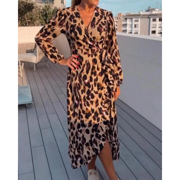 Hanna | Midi Wrap Dress z Długim Rękawem