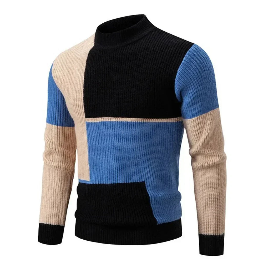 Maciej | Męski Golf Wielokolorowy Dzianinowy Sweter