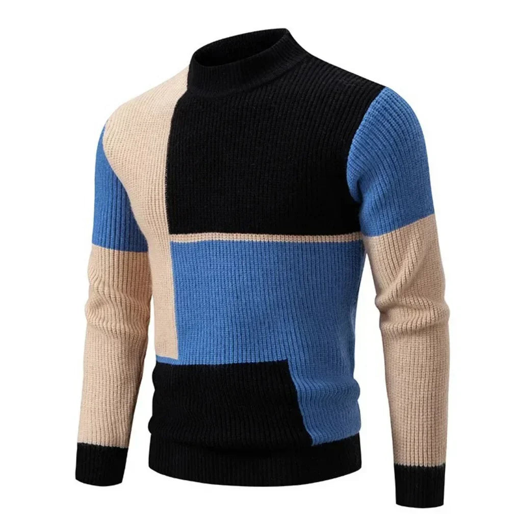 Maciej | Męski Golf Wielokolorowy Dzianinowy Sweter