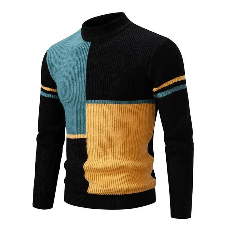 Maciej | Męski Golf Wielokolorowy Dzianinowy Sweter