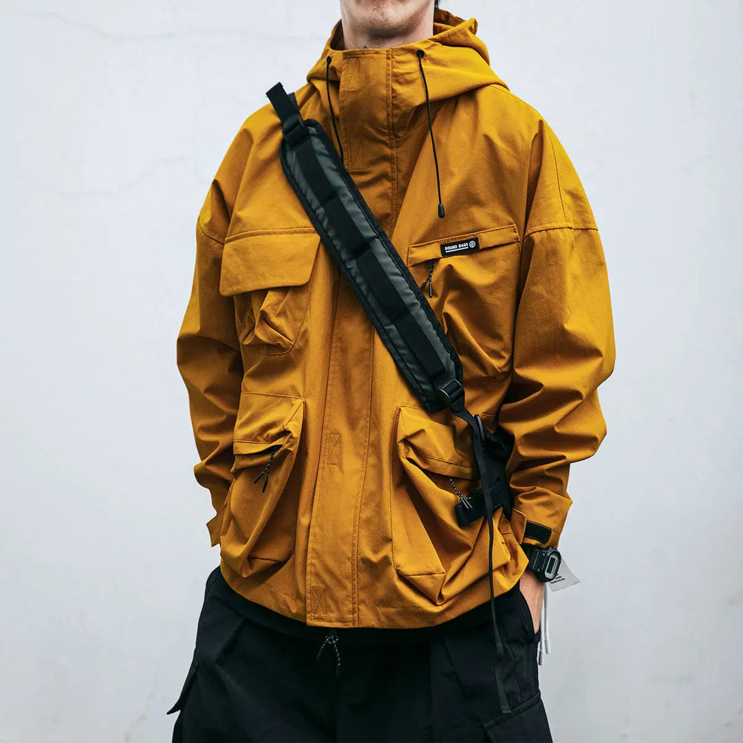Dawid | Khaki Oversized Hooded Zip Jacket