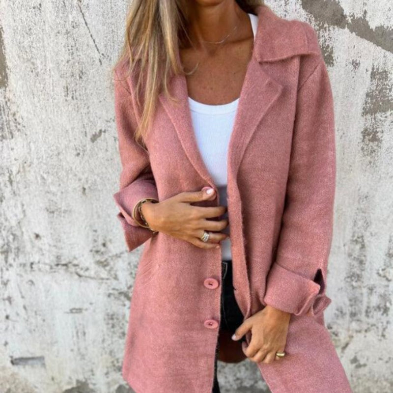 Dominika | Oversize Rozowa Marynarka z Dlugim Rekawem