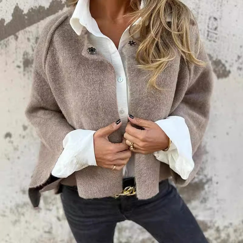 Patrycja | Damska Koszula Oversize Wełniana Taupe
