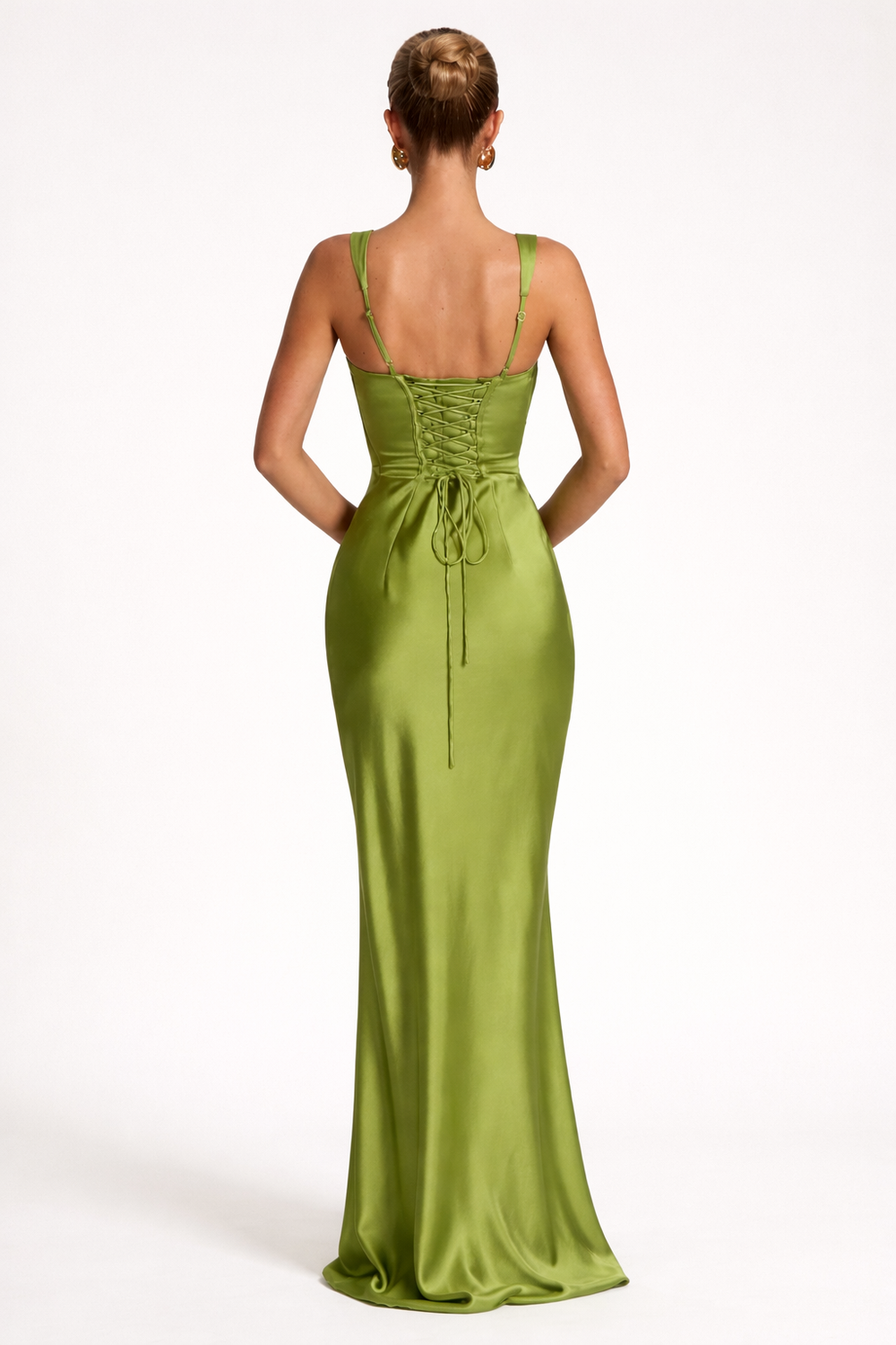 Kornelia | Satynowa Sukienka Maxi Drapowana